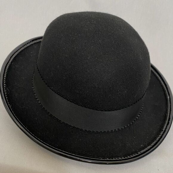 Bollman Hat Black Wool Round Top Fedora Made In USA Patent Leather Trim - Picture 5 of 9